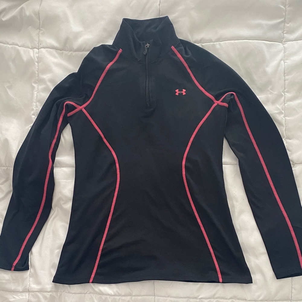 Under Armour Black Top with Pink Trim cold Gear size small